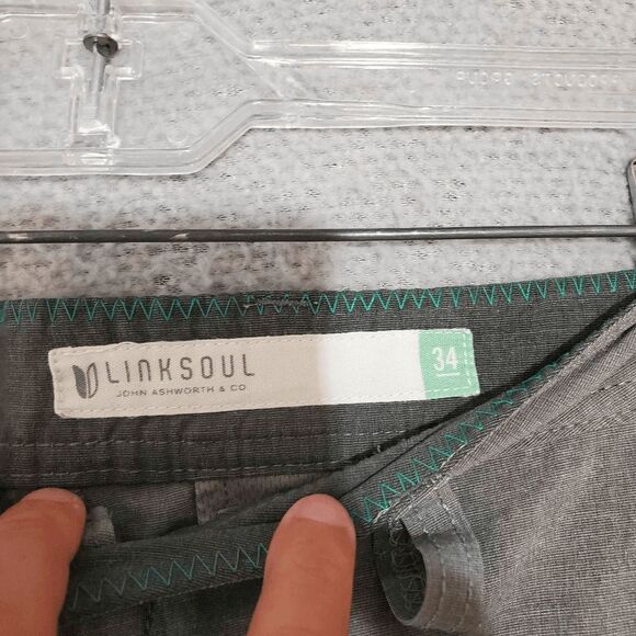 Linksoul Men's Flat Front Gray Shorts 34 - Picture 4 of 6